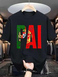 Camiseta PAI Portugal - 100% Algodón Transpirable con Bandera Portuguesa y Estampado PAI, Camiseta Casual Unisex para Hombres y Mujeres (Tallas S-XXL), // Ropa Nacional para Fans, Regalo Per - Negro - Ver 7