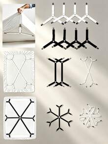 Adjustable Bed Sheet Fastener Clips, Non-Slip Metal Elastic Sheet Holders, Sturdy And Durable Easy-To-Install Fixing Buckles, Suitable For Bedding, Sofa Covers, Tablecloths And Fabrics; Bedding Accessories, Sheet Holders, Duvet Cover Clips - Multicolor - View 3