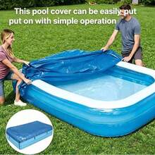 [Blue Dustproof & Waterproof Pool Cover] UV-Resistant Blue Pool Cover With Drawstring - Provides Dustproof, Waterproof, And Rainproof Protection For Above-Ground Pools, Rectangular Pool Cover, Ground Pool, Pool Cover Accessories, Hot Tub Cover, Rectangular Spa Cover, Offers Excellent Protection, Pool Net Cover For Underground And Above-Ground Rectangular Pools, Prevents Leaves From Entering The Pool, Dustproof, Debris-Proof, Sunshade, Pool Protection Film, Isolates Insects And Dust, Protects Pool Water Quality - B - View 3