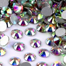 ICIQ Ss3-Ss50 Crystal AB Flat Back Non-Hotfix Nail Rhinestones 3D Glass Glue-On Crystal AB Stones DIY Decoration - SS34 288Pcs - View 3