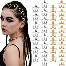 30pcs Metal Star Hair Clips, 2000s Y2K Snap Hair Clips, Non-Slip Star Hair Accessories, Gold & Silver Hair Accessories, Millennium Style Hair Accessories For Women - Gold + Silver - View 7