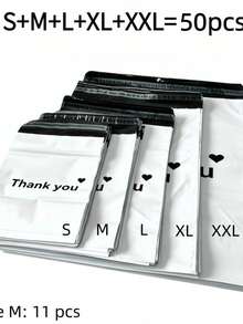 Mixed Pack Of 50/30 White Courier Bags, Ultra-Tough Self-Adhesive Shipping Bags, Waterproof Polyethylene Mailing Bags, Suitable For Clothing And Large Parcels. - White Print - View 12