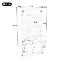 78 X 35 X 172 Cm Bathroom Cabinet, Moisture-Resistant Paint, Full Coating, Double Laundry Basket, Four Open Compartments, One Door, Three Compartments In The Door, Adjustable Shelves, Ample Storage Space, White - Black - View 5