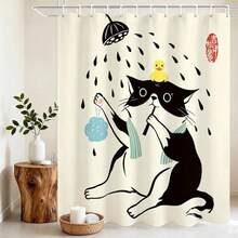 1pc New Chinese Style Auspicious Seal Waterproof Shower Curtain - Suitable For Bathroom Decor Bathroom Curtain - Easy To Clean Exquisite Home Decor, Bathroom Partition Curtain Decorative Shower Curtain, Bathroom Accessories Home Decor Gift - Includes 12 Hooks - Multicolor - View 4