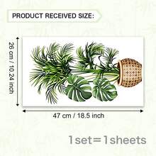 1件裝熱帶植物龜背竹盆栽窗貼，雙面可見PVC靜電吸附玻璃貼紙，適用於浴室、客廳、商店、廚房、居家裝飾 - 彩色 - 查看 7