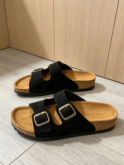 Women's Summer Sandals Square Buckle Strap Design Adjustable Strap Black Sandals Women's Flat Sandals Women's Jelly Sandals Women's Clogs Women's Sandals Elegant Women's Flat Sandals Pool Slides Roman Sandals