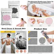 Blissal 2-In-1 Exfoliating Shower Towel, 47" Advanced Exfoliating Microfiber Towel, Premium Scrub Wash Cloth For Body Face, Travel Friendly, Quick Drying Travel Bath Washcloth - 2pcs - View 1