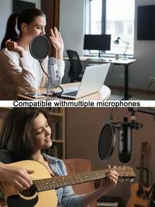 Professional Microphone Windscreen With Dual-Layer Sound Filter, Suitable For Karaoke, Live Streaming And Podcast Recording, XLR Interface - Multicolor - View 4