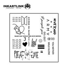 INKARTLINK 1入短句花卉組合裝飾貼紙 防水臨時身體藝術紋身貼 持久1-2週 植物紋身果汁紋身 適合女孩禮物 派對裝飾必備 - 黑色 - 查看 3