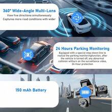 SKYWORTH SIDAKEYE 360° Panoramic 5-Way 1080P Ultimate Dash Cam Kit, Car DVR With Night Vision, 24-Hour Parking Monitoring, G-Sensor, Loop Recording And More - A - View 5