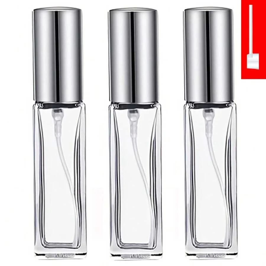 MUB Set Of 3 Fashion 10ML Glass Perfume Spray Bottles With Aluminum Nozzles, Perfect For Perfume Refills, Press-Type Empty Bottle Design