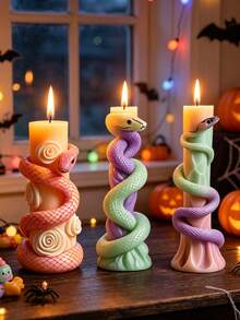 3PCS Snake Silicone Mold Cobra Skeleton Column Casting Mould Thick Flexible For Scented Candle Handmade Soap Gypsum Epoxy Resin Squishy Toy DIY Halloween Autumn Decor Unique Holiday Handmade Gift - A - View 5