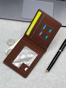HOVI'S Men's Slim Bifold Wallet - Navy Blue Compact Front Pocket Wallet With Quick Access ID Window, Multiple Card Slots, SIM Card Slot And Cash Compartment - Brown - View 3