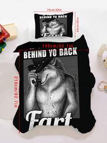2/3pcs Meme "If They Talk Behind Your Back" Farting Humorous Quirky Detail Bedding Set, Humorous Western Wolf Cowboy Duvet Cover Set, Suitable For Bedroom, Dorm - Multicolor - View 15