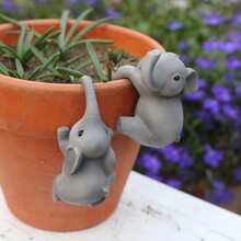 2pcs Resin Elephant Planter Edge Hanging Decor, 2 Different Poses Elephant Planter Edge Ornaments, Mini Potted Plant Accessories, Suitable For Balcony, Garden And Indoor Greenery Display, Desktop, Patio And Shelf Decoration - Elephant Flower Pot Hanger - View 4