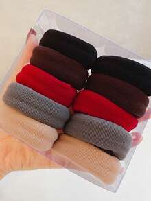 Wide Textured Elastic Hair Scrunchies, High Ponytail Hair Ties, Strong Elastic Hair Bands, Suitable For Updo, Seamless Hair Hoop, Bun Hair Ties - Multicolor - View 10