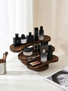 1pc Vintage Carbonized Wooden 3-Tier Desktop Storage Rack, Vertical Shelf, Jewelry Display Stand, Wooden Tray Holder, Wooden Tray, Cosmetics Perfume Accessories Display Rack, Tea Ceremony Storage Rack, Suitable For Restaurant, Kitchen, Hotel, Home Storage - View 6
