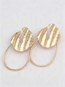sehuoran 1 Pair Zinc Alloy Hollow Electroplated Matte Gold Geometric Women's Large Stud Earrings For Evening Party - Style - View 5