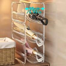 Curling Iron Storage Rack/Hair Dryer Storage Box/Curling Iron & Straightening Comb Storage Rack (Transparent Acrylic Desktop Vertical) - Transparent - View 3
