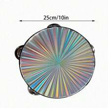 8/10 Inch Laser Colorful Handheld Tambourine, Single Row Metal Jingle Bells Hand Shake Bell, Professional Orff Percussion Instrument, Stage Performance Band Accompaniment Prop, Music Classroom Adult Teaching Gathering Party Atmosphere Accompaniment Hand Shake Instrument - Multicolor - View 4