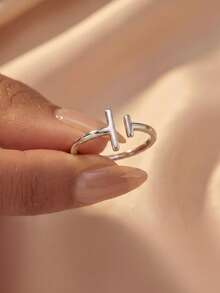 1pc Sterling Simple S925 Silver Vintage Fashion Luxury Three Layer 5A Zirconia Plated With 14k Gold Claw Finger Ring For Women Girl - Silver - View 4