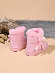 New Baby Snow Boots With Bow Decoration - Pink - View 3