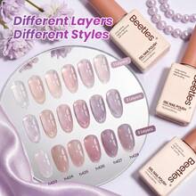 Beetles 6 Colors Taro Milk Tea Purple Jelly Gel Nail Polish Set, Sheer Translucent Purple Gel Polish Kit, Soak Off UV LED Summer Nail Art Manicure - 6 Colors Taro Milk Tea Purple Jelly - 查看 2