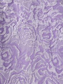 Gaun Midi Peplum Jacquard Bertekstur Elegan Lavender Ukuran Plus, Leher Tinggi, Lengan Panjang, Belahan Samping Depan Berkerut, Gaun untuk Acara Gereja, Pernikahan, dan Musim Gugur - Mauve Purple - View 7