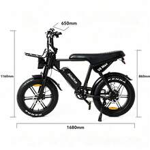 Bicicleta eléctrica todoterreno retro para adultos, motor de 250 W de potencia máxima, batería de 48 V y 15 Ah, neumáticos anchos de 20 x 4", velocidad máxima de 25 km/h, autonomía de 50 a 60 millas. - Negro - Ver 10