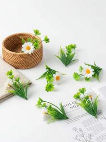 15件人造迷你雛菊，清新自然風格，2.4~3.4英吋易於照顧的塑料花，適合全年使用，完美適用於婚禮和生日派對、微縮模型、DIY手工、收藏裝飾、手帳、汽車、仙女花園、陽台、露台和花園 - 迷你雛菊 - 查看 3
