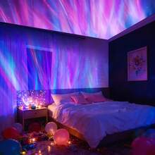 Starry Night Light Projector With Remote Control - Adjustable LED Desk Lamp, Aurora Effect, Starry Vortex Effect, Water Ripple Effect, USB Powered, Polished Plastic Surface, Perfect For Bedroom And Living Room Decor, Living Room Lighting | Sky Theme Decor | USB Powered Lamp, Bedroom Lighting - Multi-color light - View 3