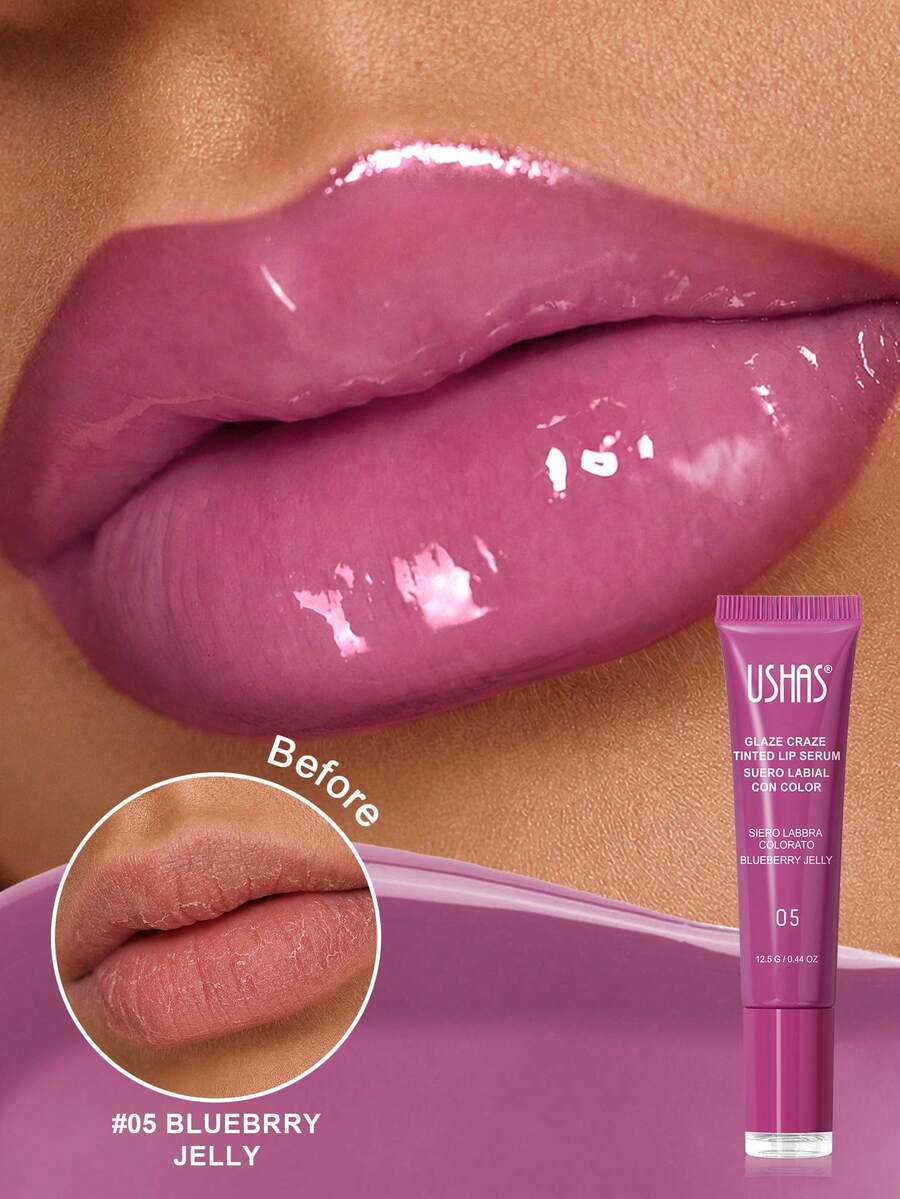 USHAS Volumizing Moisturizing Lip Glaze, Lightweight Hydrating Lip Gloss, Shiny Color, Rich In Natural Pigments Soft Lip Essence, Repairs Dry Lips, Suitable For Daily Wear, Dates, Parties, Women Girls Lip Makeup Gift