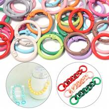 20pcs/Pack Colorful Metal Round Spring Rings 23mm, Dopamine Open Split Rings, Handmade Jewelry Key Chain Clasp DIY Accessories, Bag Buckle Spring Hook Pendant Materials - Spring Ring - View 2
