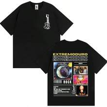 Camiseta de Tour de Rock Band EXTREMODURO para Hombres y Mujeres, Camiseta Vintage de Manga Corta de Moda, Camiseta Holgada Oversized de Verano Pop - Negro - Ver 1