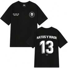 Rapper T-Shirt NATOS WAOR 13, Vintage Hip Hop Fashion T-Shirt, Clothing For Men And Women, Oversized Cotton T-Shirt For Summer, Street Top - Black - View 1