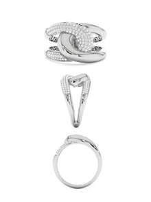 1pc Luxury Double-Circle Interlocked Full Zirconia Stone Ring, Minimalist Elegant Gold/Silver Color Versatile Band Ring, Niche Luxury High-End Daily Wear Accessory, Quality Jewelry For Women - Gold - View 7