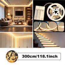 Battery Powered LED Light Strip (Batteries Not Included), Warm White & Bright White, Wireless Switch Control, Suitable For TV Backlight, Party, Bedroom, Camping, DIY Home Decor, Perfect Choice For Thanksgiving - 彩色 - 查看 12