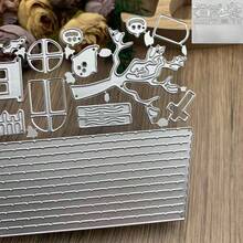 萬聖節城堡卡片製作模切片，金屬切割模具壓花紙模，適用於剪貼簿 DIY 相簿卡片製作用品 - DX502 - 查看 6