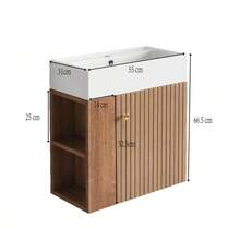 Bathroom Furniture Washbasin With Vanity Unit 55 Cm, Vanity Unit, Wall-Mounted Vanity Unit White, Small Guest Bathroom Furniture - Brown - View 4