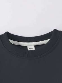 2pcs/Set Big Boys Outfit, Round Neck Sweatshirt With Simple Print Design, Paired With Minimalist Casual Cargo Pants, Comfortable Autumn/Winter New Style - Dark Grey - View 11