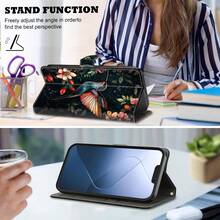 GLANDOTU Leather Floral Creative Colorful PU Leather Wallet Phone Case With Bird & Flower Pattern Compatible With Samsung Galaxy, Folding Edge Design With Card Slots And Lanyard, International Version, Not The Domestic Version Spring - Multicolor - View 2