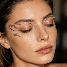 4 Sheets Y2K Eyeliner Style Metallic Silver Face Decor Stickers , Waterproof Eye Eyeliner Stickers For Festival Party Makeup - Multicolor - View 5