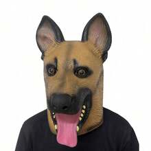 1件逼真德國牧羊犬全臉面具，野狗角色扮演道具，萬聖節與寵物主題派對配件，日常角色扮演與派對穿戴 - 德牧犬 - 查看 5