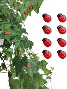 100/70pcs Self-Adhesive Wooden Ladybug Decorations, Cute Red Ladybug Stickers, Autumn Home Decor, Halloween Decorations, DIY Handmade Ornaments, Suitable For Flower Pots, Scrapbooks, Gift Boxes, Weddings And Holiday Party Miniature Landscape Decor - Multiple Styles - View 11