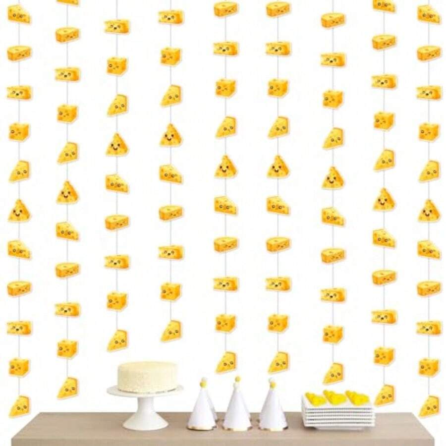 Cheese Themed Party Decorations, 8Pcs Cheese Garlands Hanging Streamers For Macaroni And Cheese Birthday Decorations Party Supplies - Green - View 1