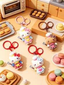 SANRIO Super Cute Chef Cat Keychain, 4 Colors Available! Lightweight And Portable, Perfect For Matching With Bags And Keys, A Cute Daily Accessory For Cartoon Lovers! - A - View 1