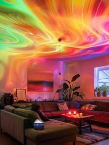 Starry Night Light Projector With Remote Control - Adjustable LED Desk Lamp, Aurora Effect, Starry Vortex Effect, Water Ripple Effect, USB Powered, Polished Plastic Surface, Perfect For Bedroom And Living Room Decor, Living Room Lighting | Sky Theme Decor | USB Powered Lamp, Bedroom Lighting - Multi-color light - View 2