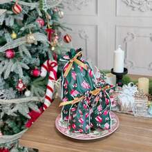 10pcs Christmas Ribbon Gift Bags (With Ribbon) - Green Plastic Candy And Cookie Packaging, Rabbit Ear Candy Bags, For Christmas Eve, Gift Wrapping, Party Supplies, Christmas Decoration, New Year And Christmas Gifts - One Size - View 7