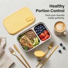 Multifunctional Portable 304 Stainless Steel Lunch Box, Fruit Salad Food Storage Container, Leak Proof Bento Box, Stackable Bento Lunch Box,Dishwasher Allowable, Suitable For Student And Adult Use In School, Office, Picnic,Travel, Back To School - Multicolor - View 10