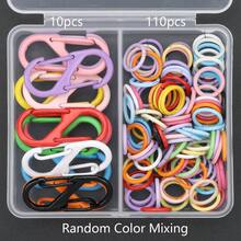 120pcs/Box DIY Keychain Making Parts Set, Random Mixed Colors, Includes S-Shaped Spring Lobster Clasps And Jump Rings, Zinc Alloy Figure-8 Hook Connectors, Suitable For Braided DIY Bag Charms, Keychains, Open Connectors, Keychain Accessories Making Materials, DIY Key Ring Accessories - Double-ended Spring Clasp & Jump Ring - View 12